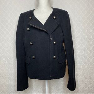 Talbots Black Zip Military Style Moto Jacket 16